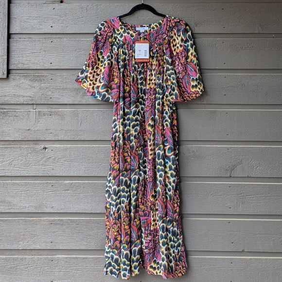 NWT Go Softly Patio Colorful Floral House Dress Mumu Size Small 100% Rayon - Picture 10 of 10
